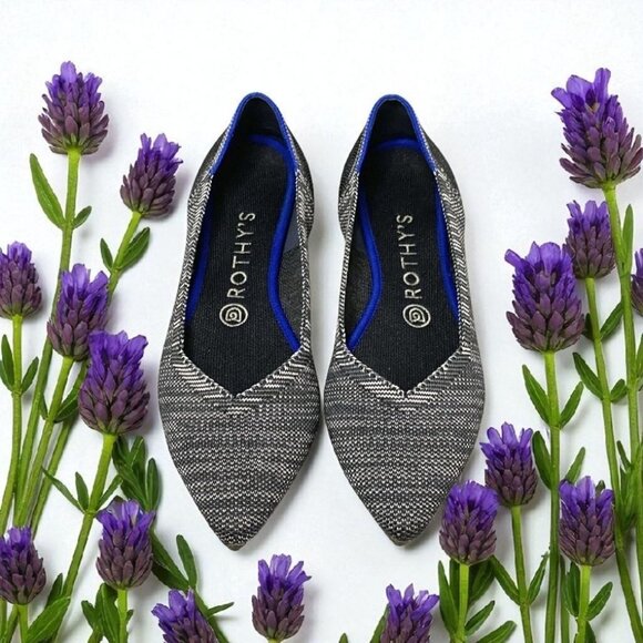Rothys The Point Ballet Flats Womens Size 10 W Shoes Granite Heather Slip - Picture 12 of 12